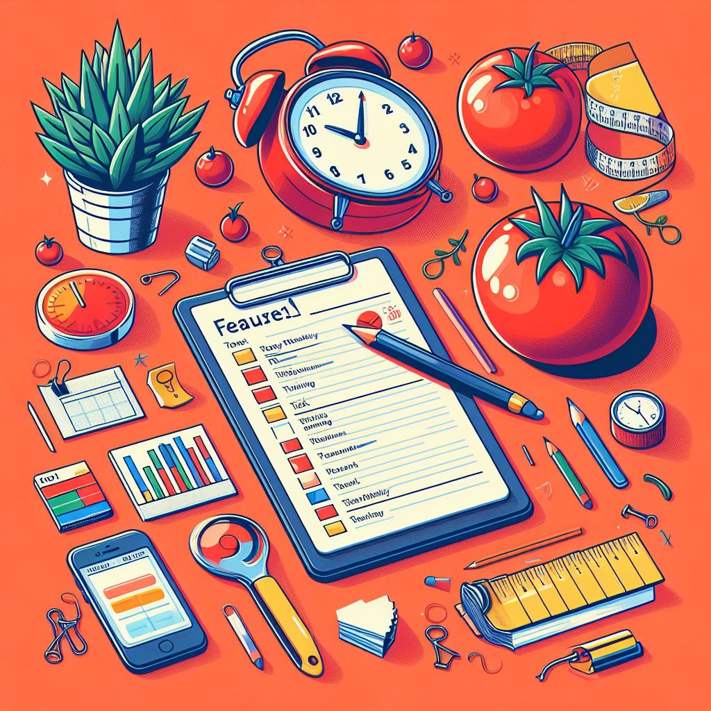 A desk with productivity tracking tools on it...and tomatoes.