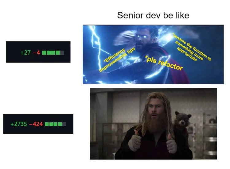 Senior Developer PR review reaction